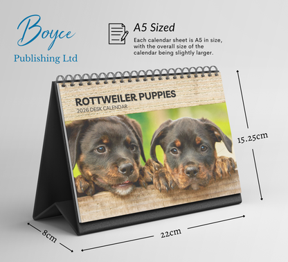 Rottweiler Puppies Desk Calendar 2026-2027