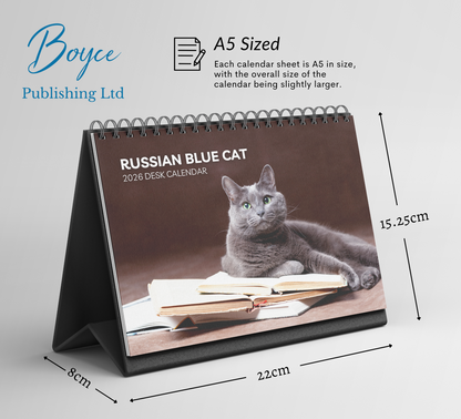 Russian Blue Cat Desk Calendar 2026-2027