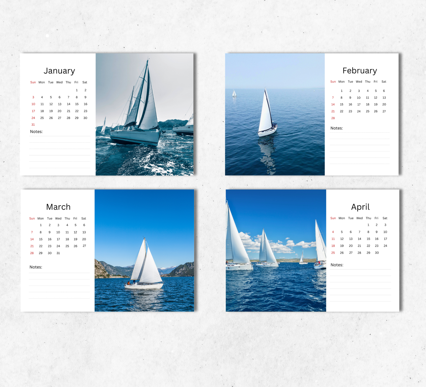 Sailing Desk Calendar 2027-2028
