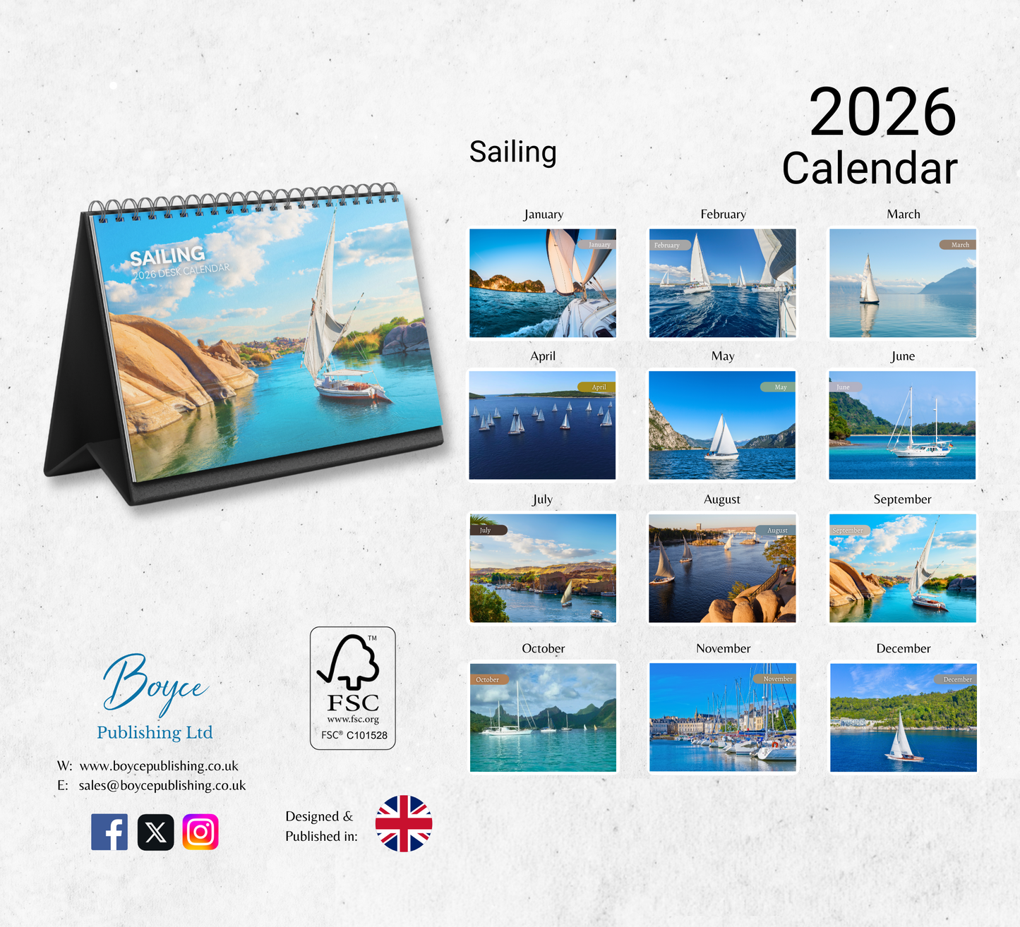 Sailing Desk Calendar 2026-2027