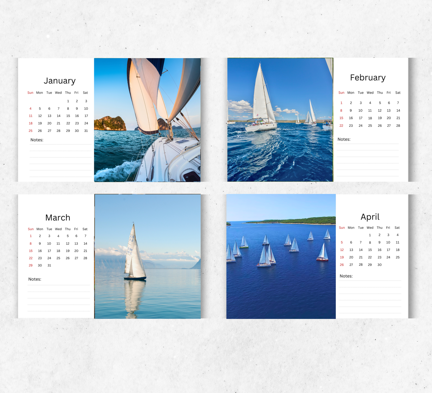 Sailing Desk Calendar 2026-2027