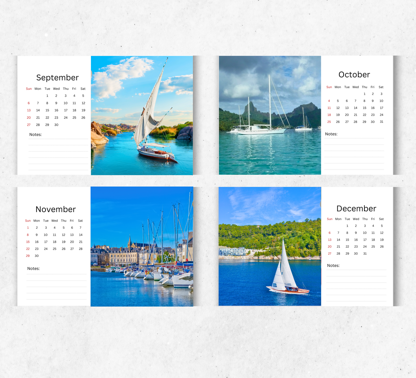 Sailing Desk Calendar 2026-2027