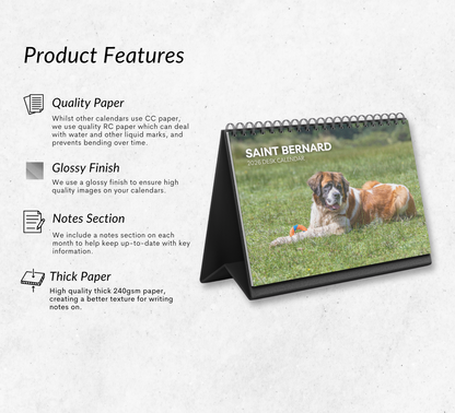 Saint Bernard Desk Calendar 2026-2027
