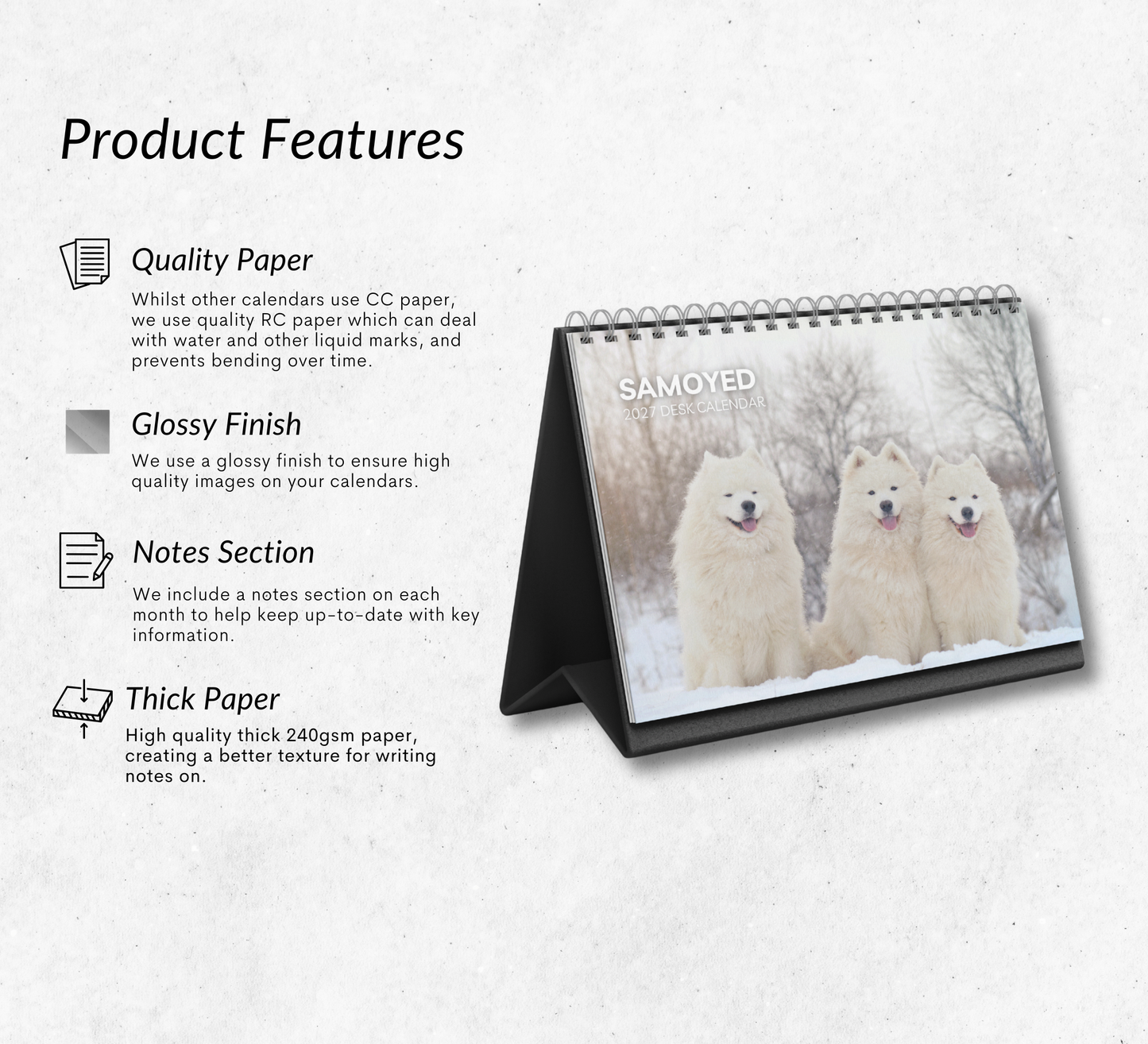 Samoyed Desk Calendar 2027-2028