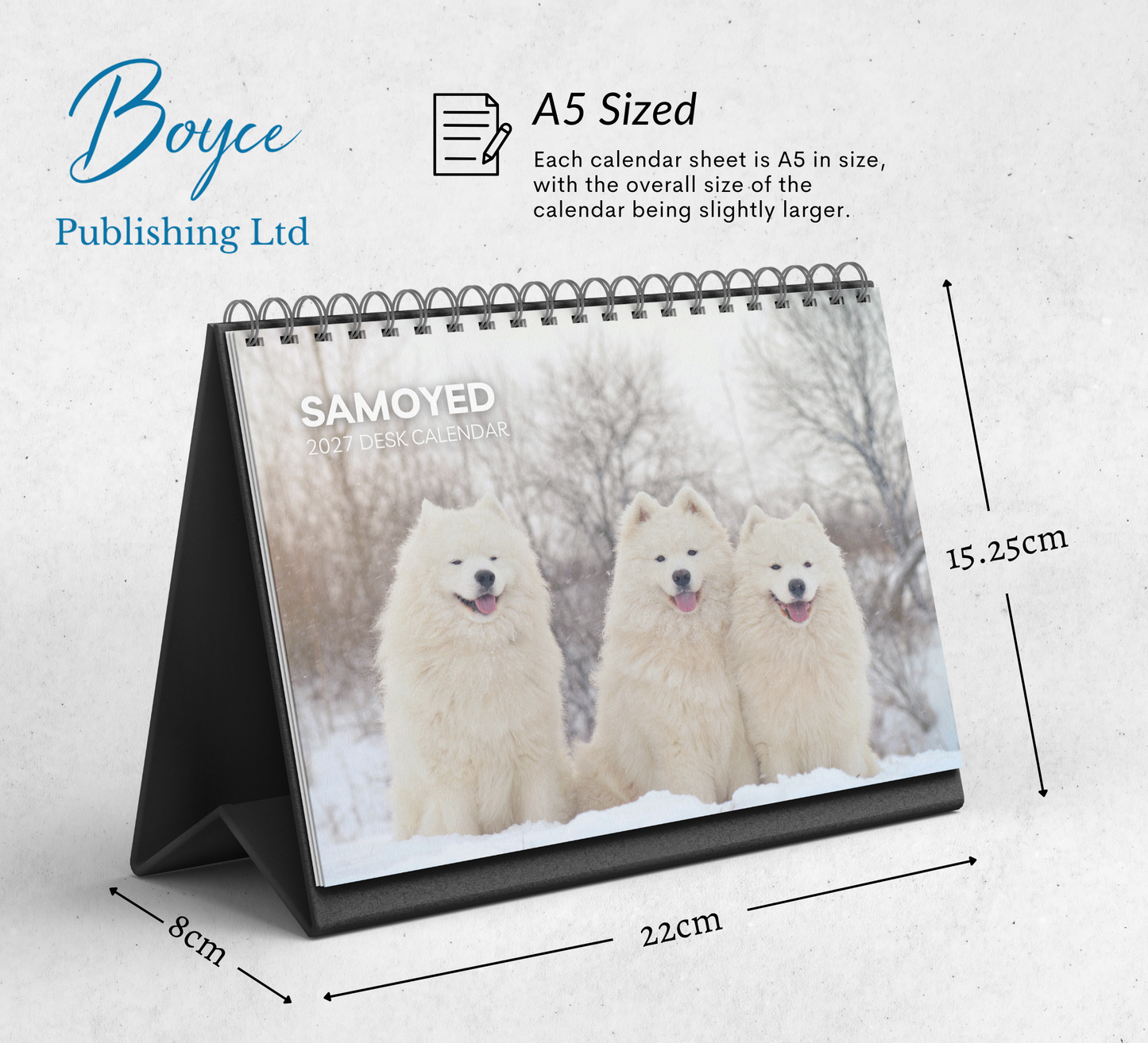 Samoyed Desk Calendar 2027-2028