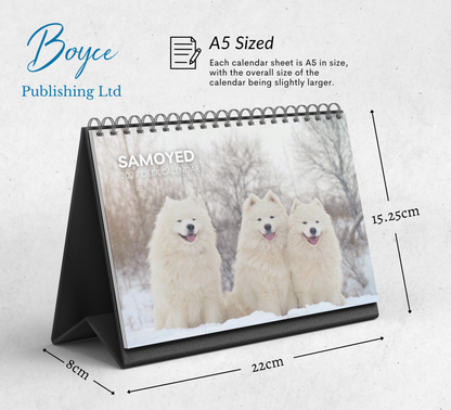 Samoyed Desk Calendar 2027-2028