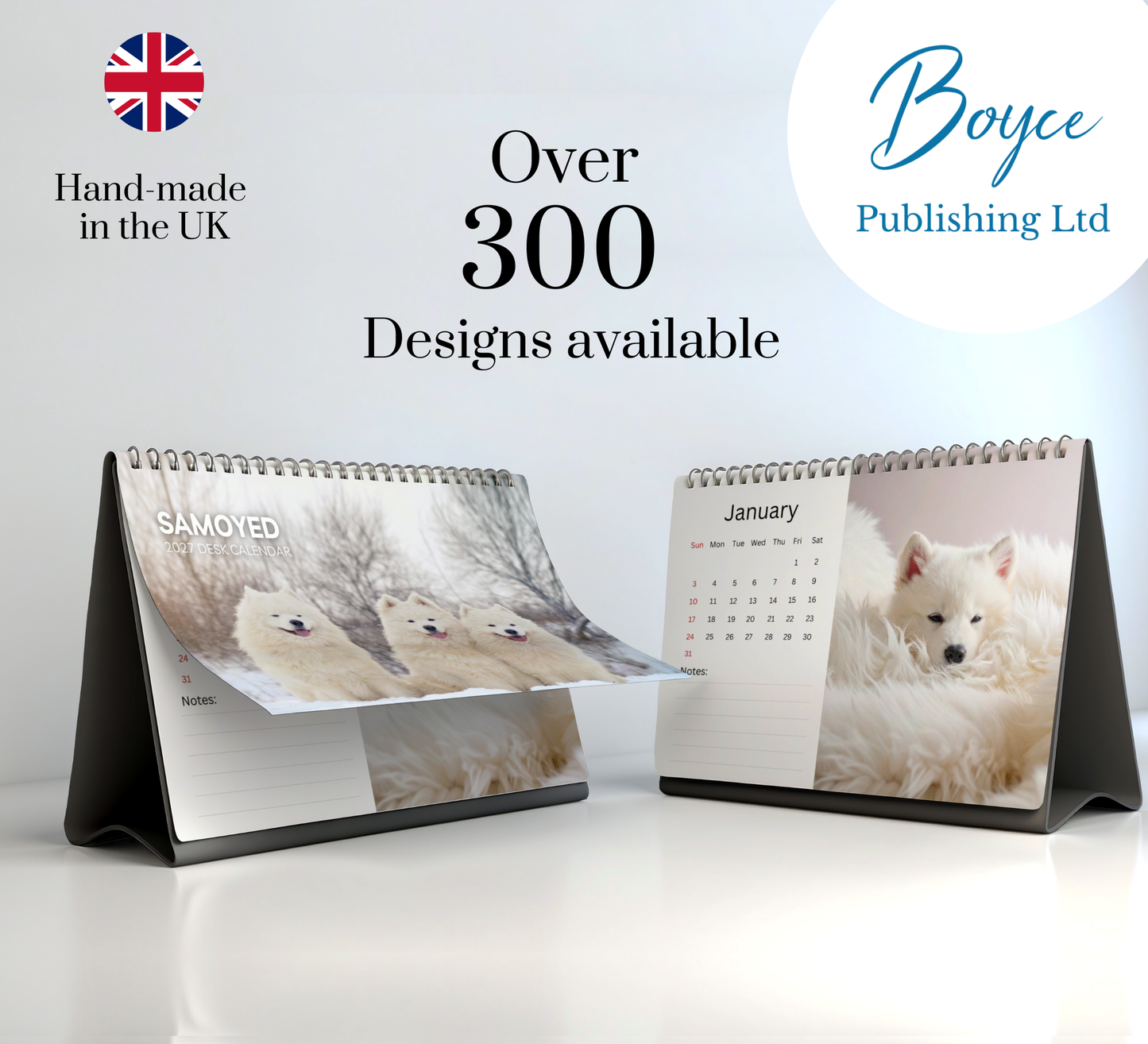 Samoyed Desk Calendar 2027-2028