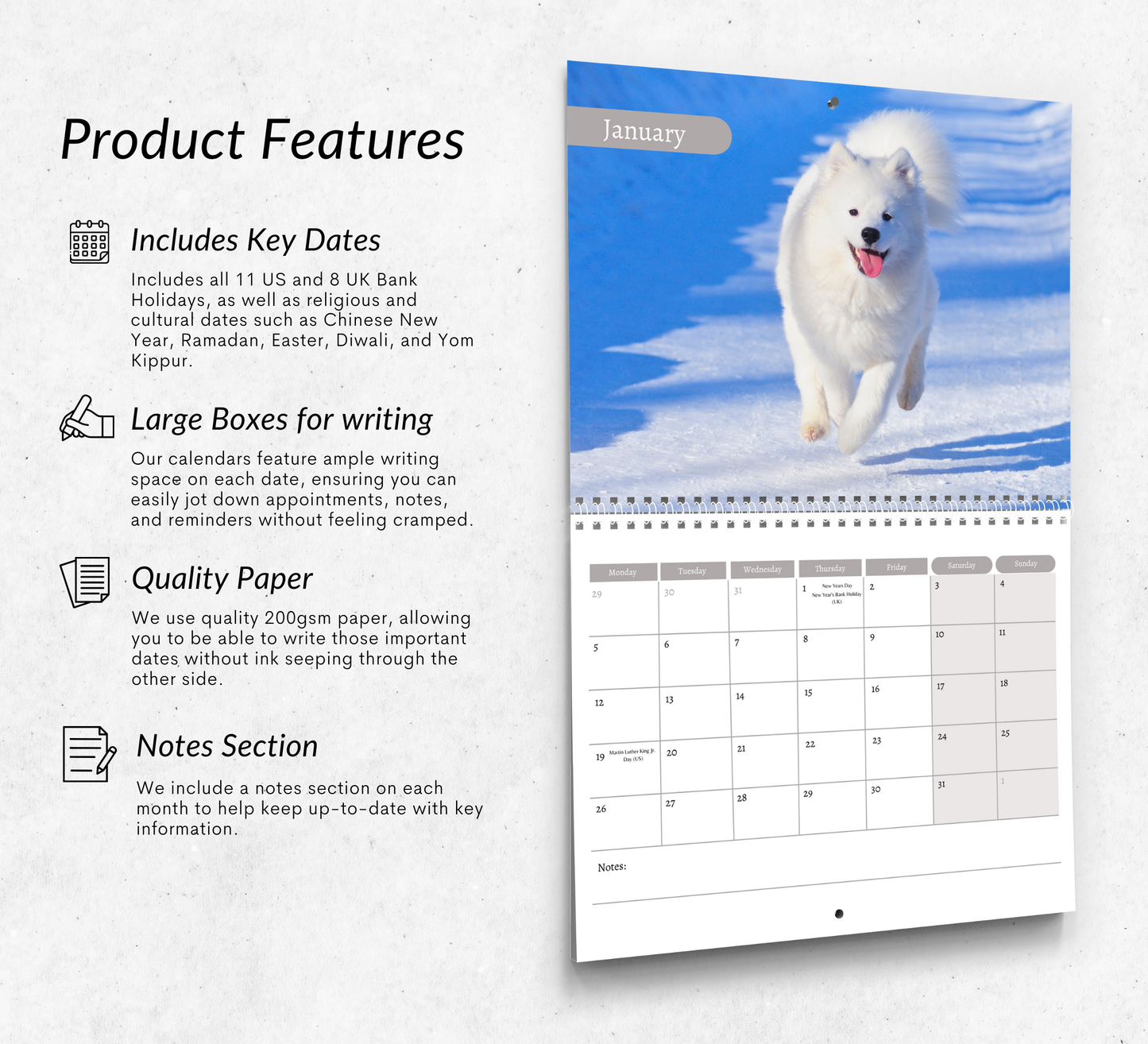 Samoyed Calendar 2026