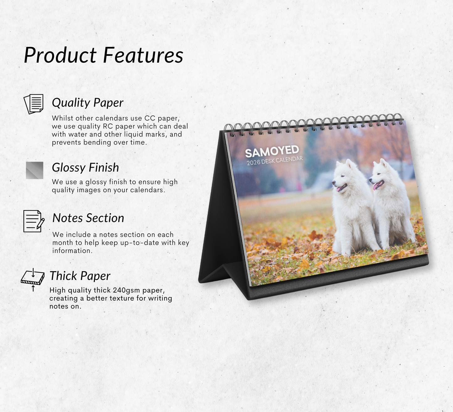 Samoyed Desk Calendar 2026-2027