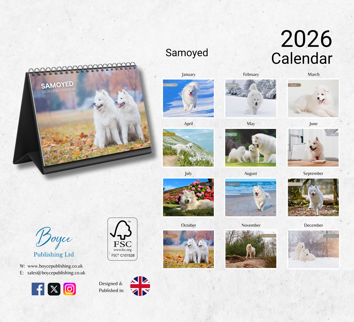 Samoyed Desk Calendar 2026-2027
