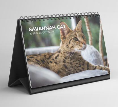 Savannah Cat Desk Calendar 2026-2027