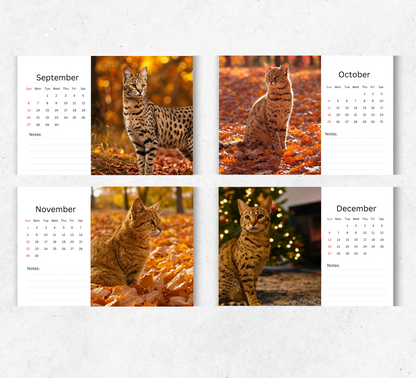 Savannah Cat Desk Calendar 2026-2027