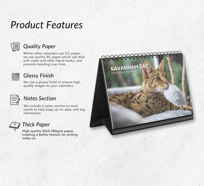 Savannah Cat Desk Calendar 2026-2027