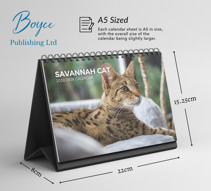 Savannah Cat Desk Calendar 2026-2027