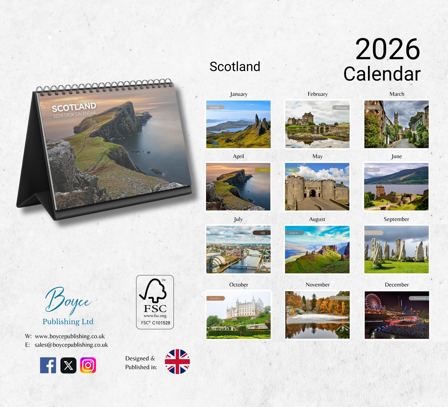 Scotland Desk Calendar 2026-2027