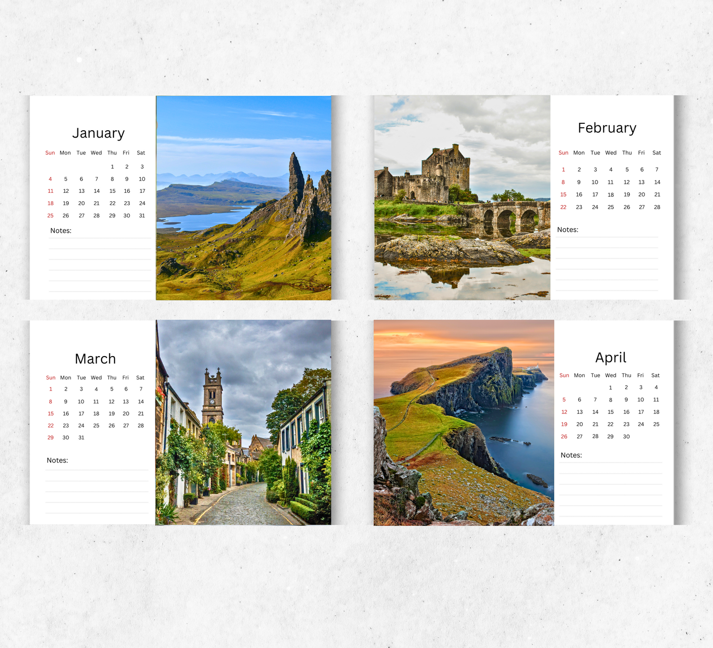 Scotland Desk Calendar 2026-2027