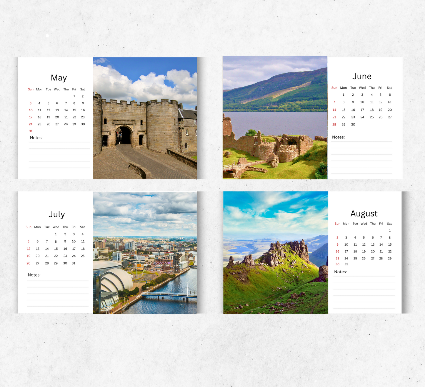 Scotland Desk Calendar 2026-2027
