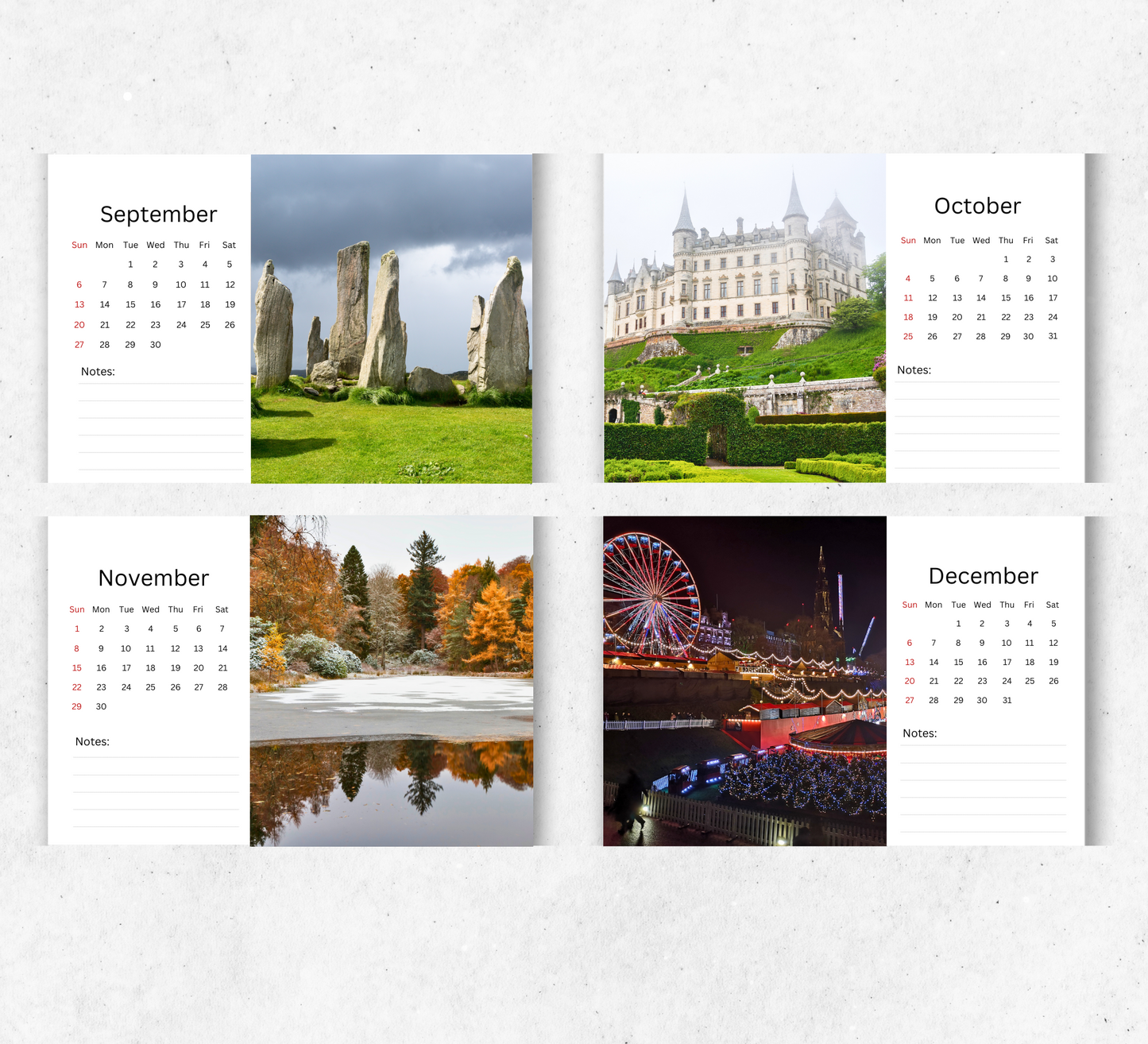 Scotland Desk Calendar 2026-2027