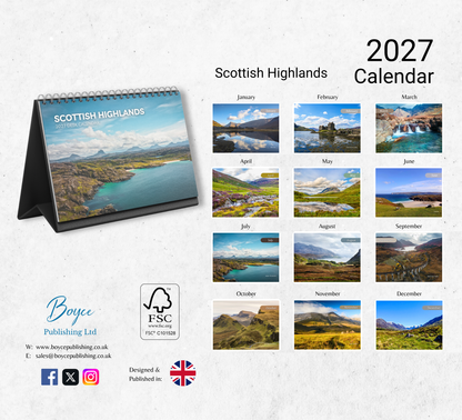 Scottish Highlands Desk Calendar 2027-2028