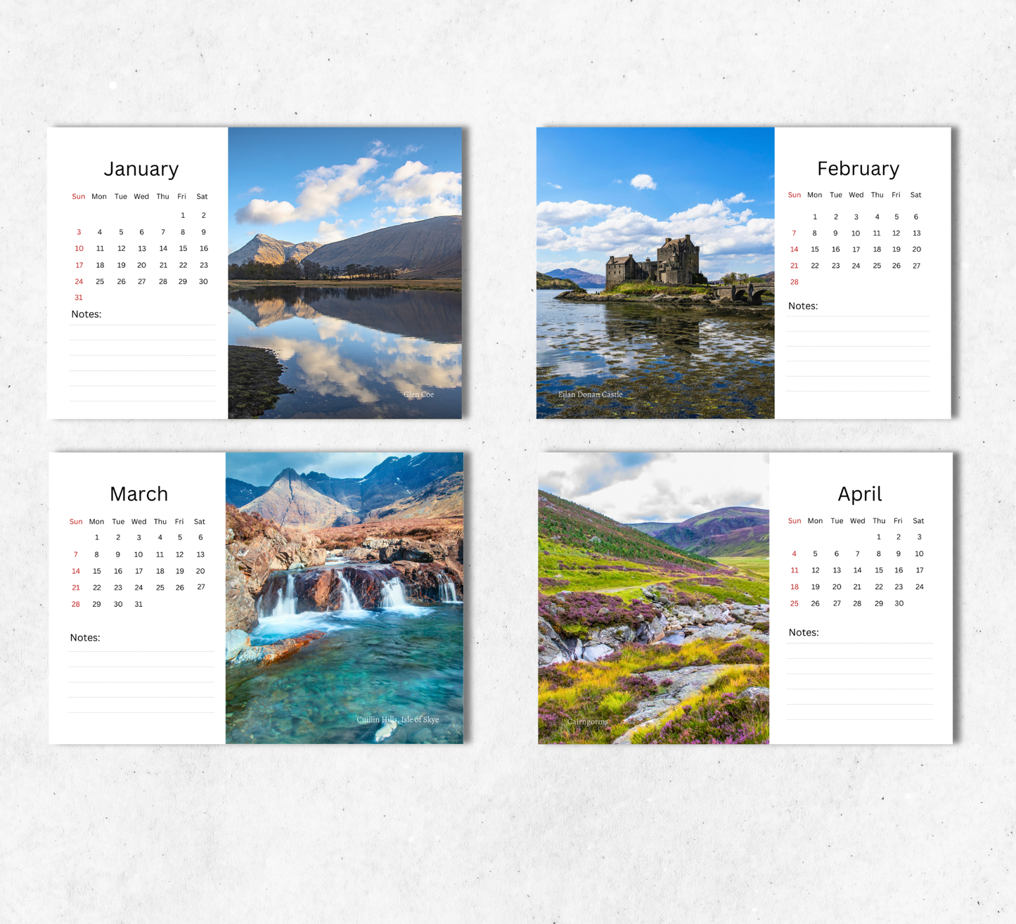 Scottish Highlands Desk Calendar 2027-2028