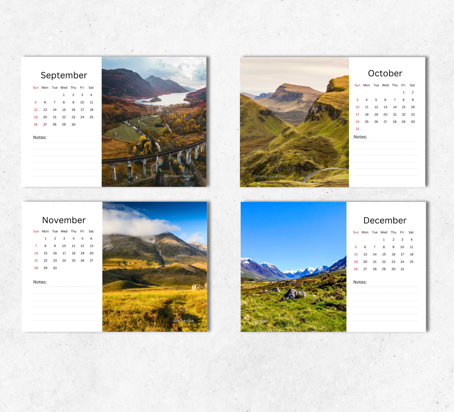 Scottish Highlands Desk Calendar 2027-2028