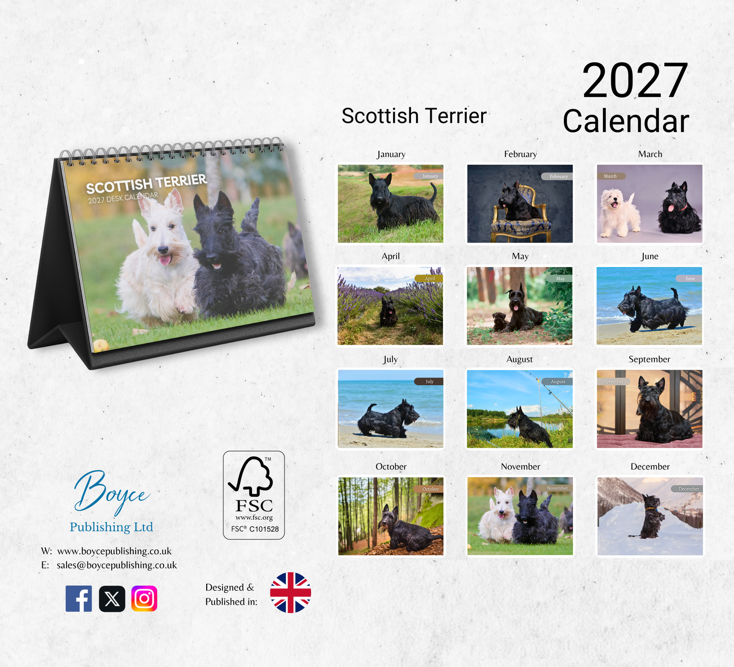 Scottish Terrier Desk Calendar 2027-2028