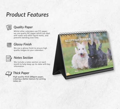 Scottish Terrier Desk Calendar 2027-2028