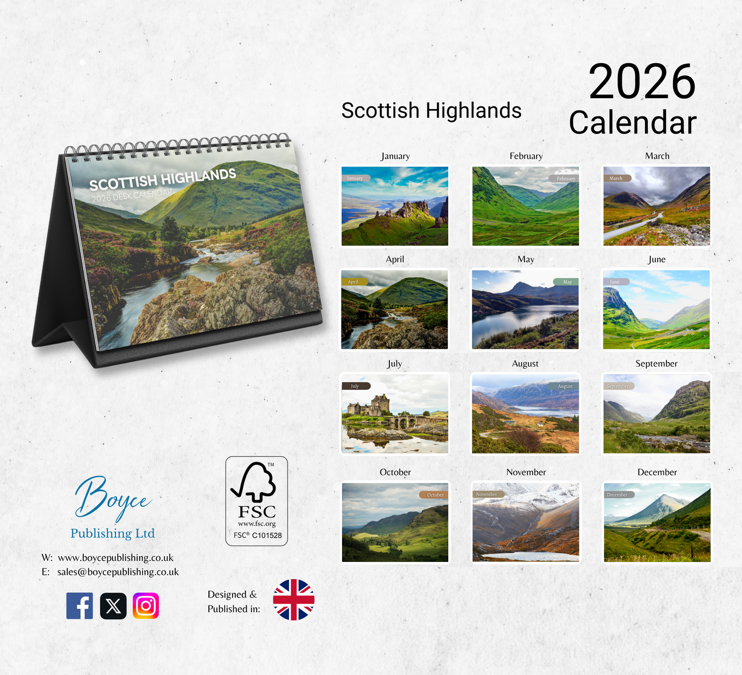 Scottish Highlands Desk Calendar 2026-2027