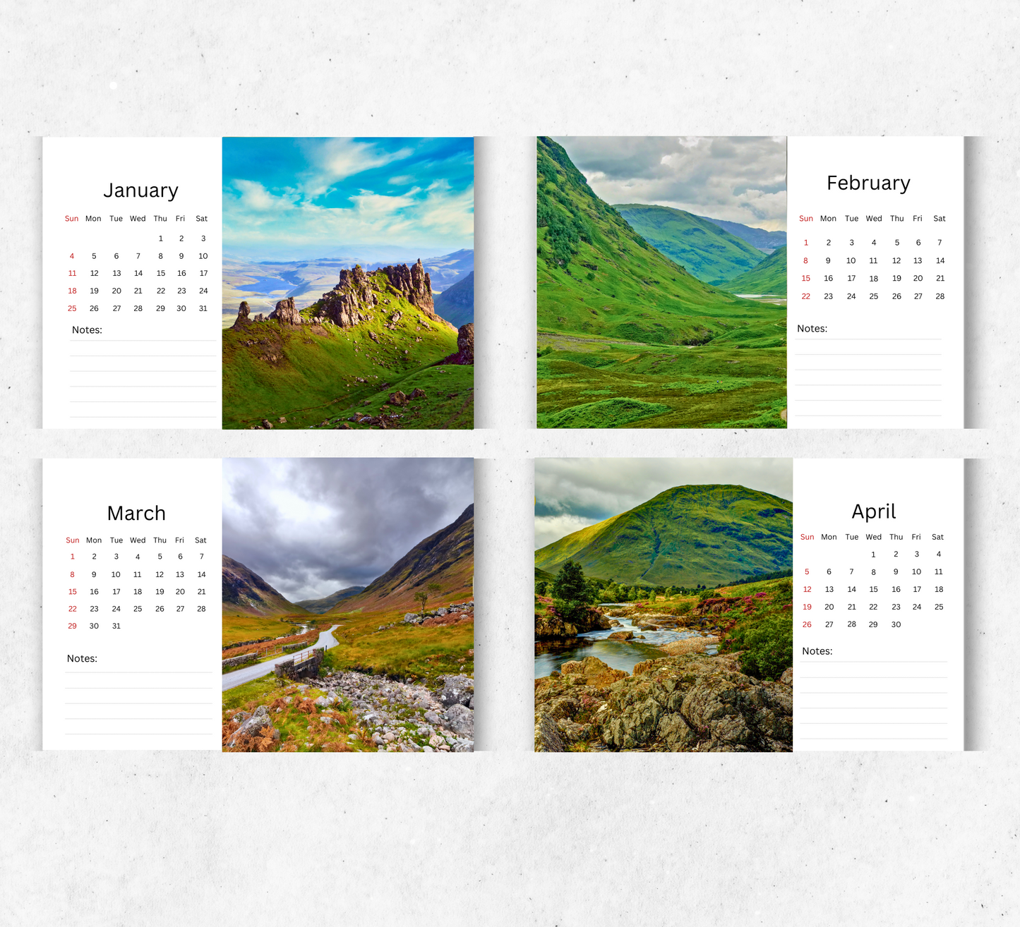 Scottish Highlands Desk Calendar 2026-2027