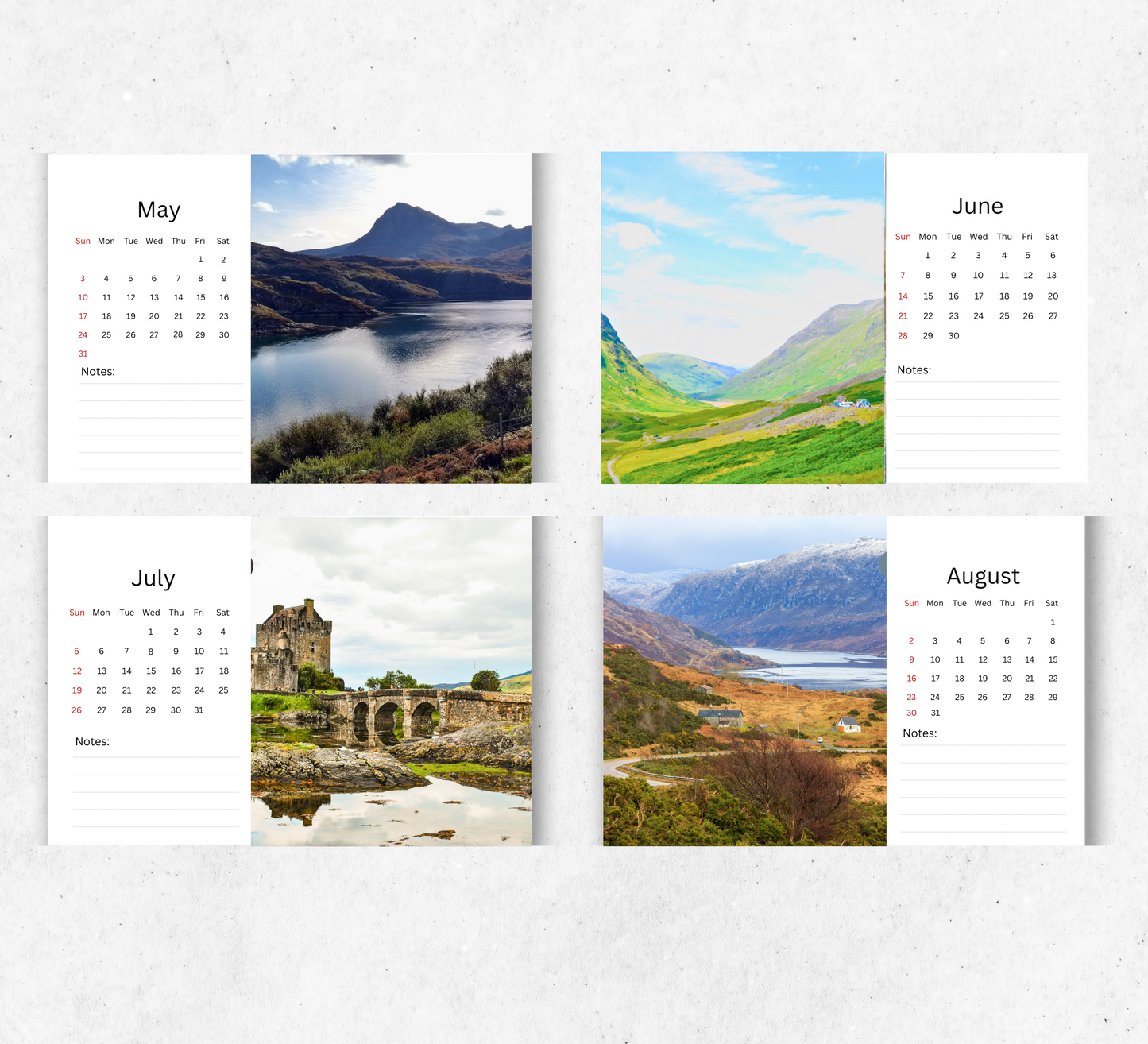Scottish Highlands Desk Calendar 2026-2027