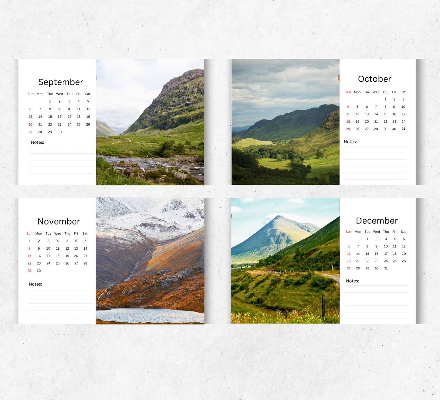 Scottish Highlands Desk Calendar 2026-2027