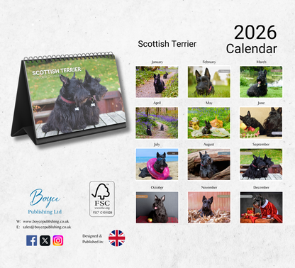 Scottish Terrier Desk Calendar 2026-2027