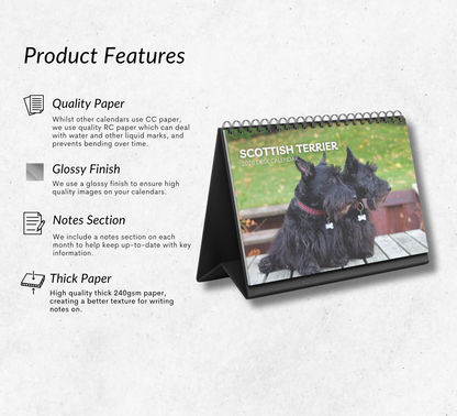 Scottish Terrier Desk Calendar 2026-2027
