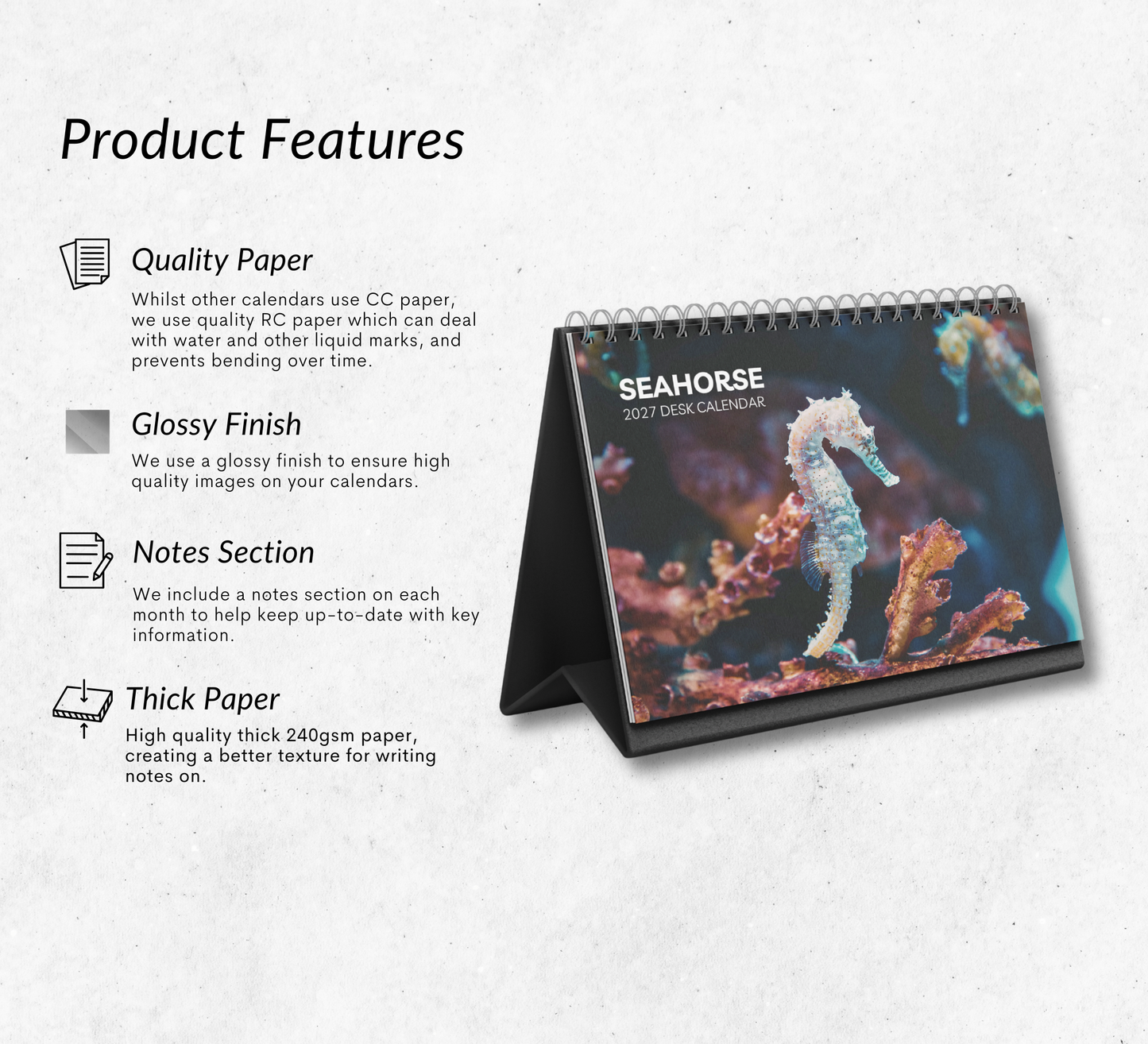 Seahorse Desk Calendar 2027-2028