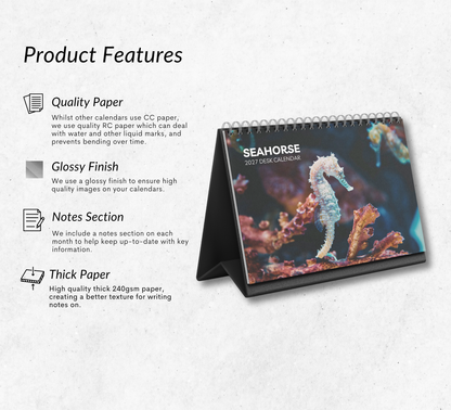 Seahorse Desk Calendar 2027-2028