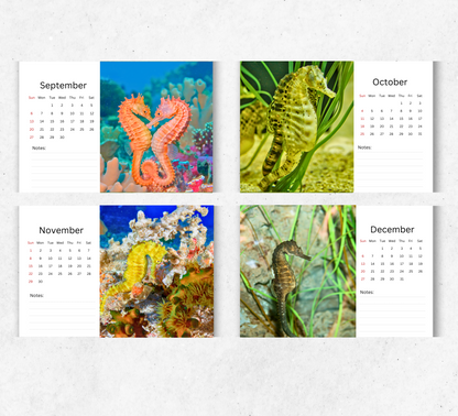 Seahorse Desk Calendar 2026-2027