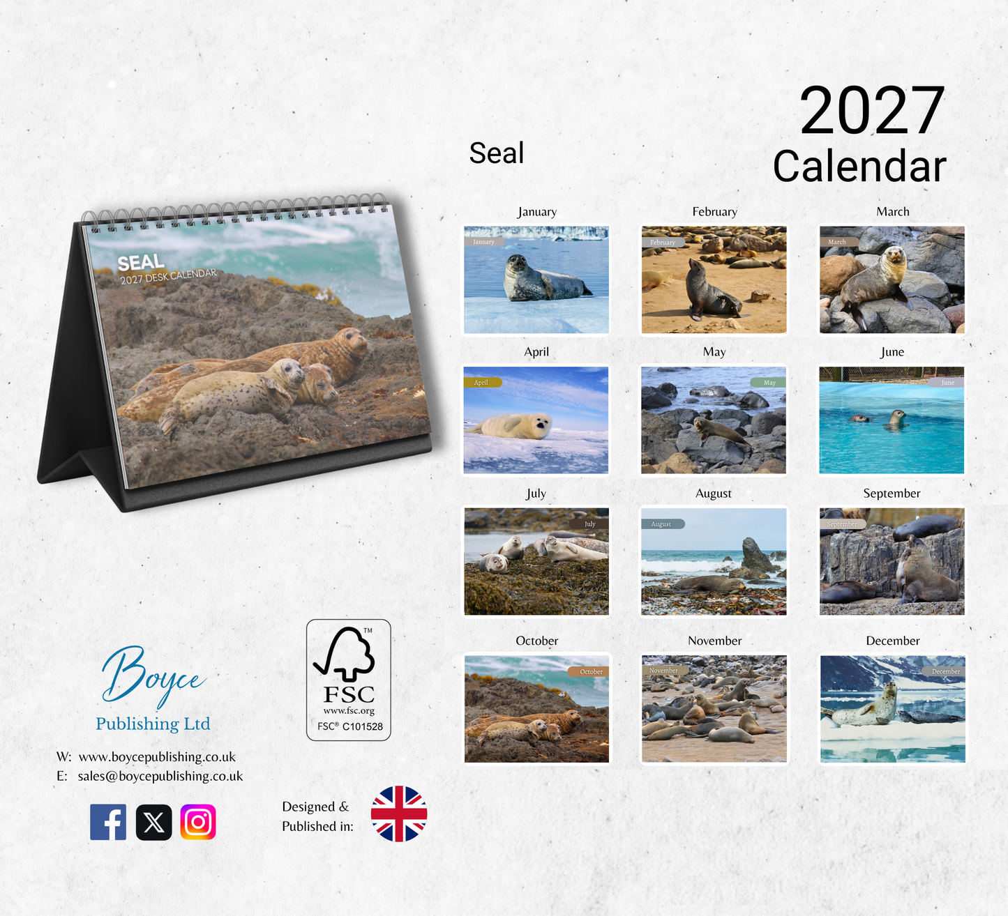 Seal Desk Calendar 2027-2028