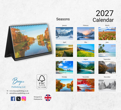 Seasons Desk Calendar 2027-2028