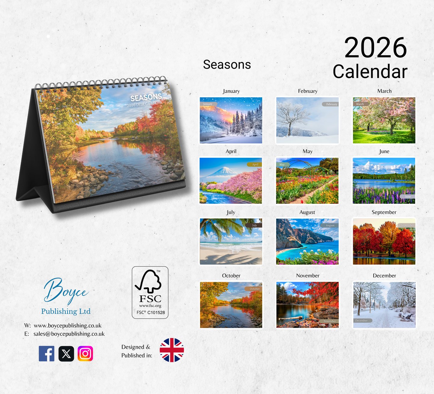 Seasons Desk Calendar 2026-2027