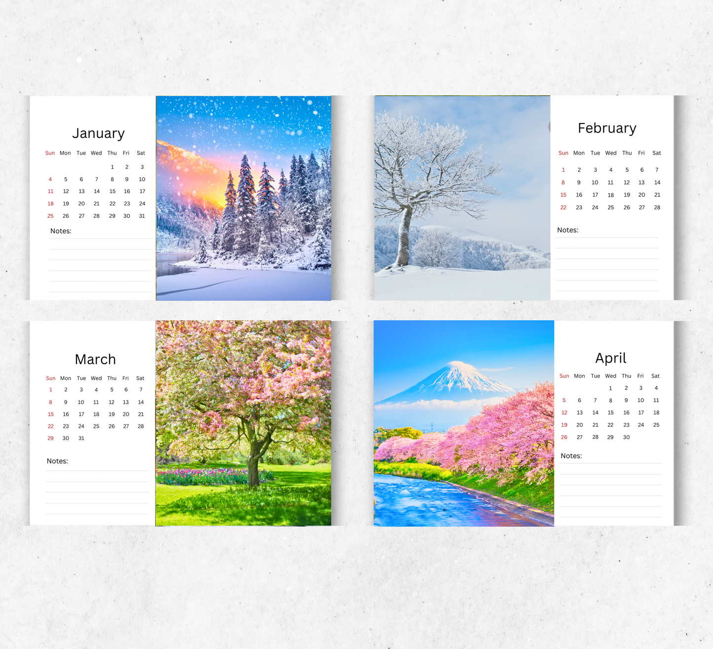 Seasons Desk Calendar 2026-2027