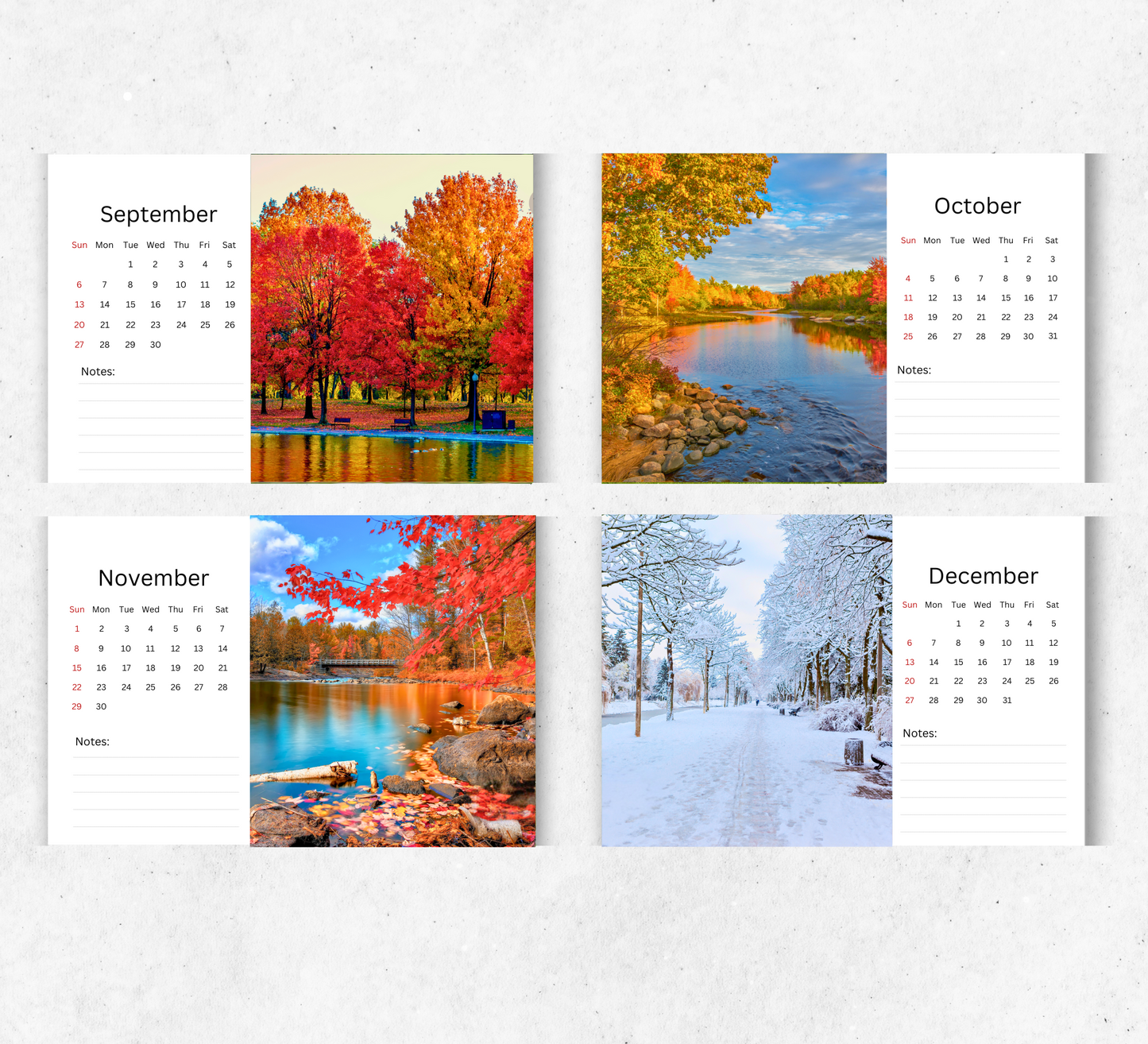 Seasons Desk Calendar 2026-2027