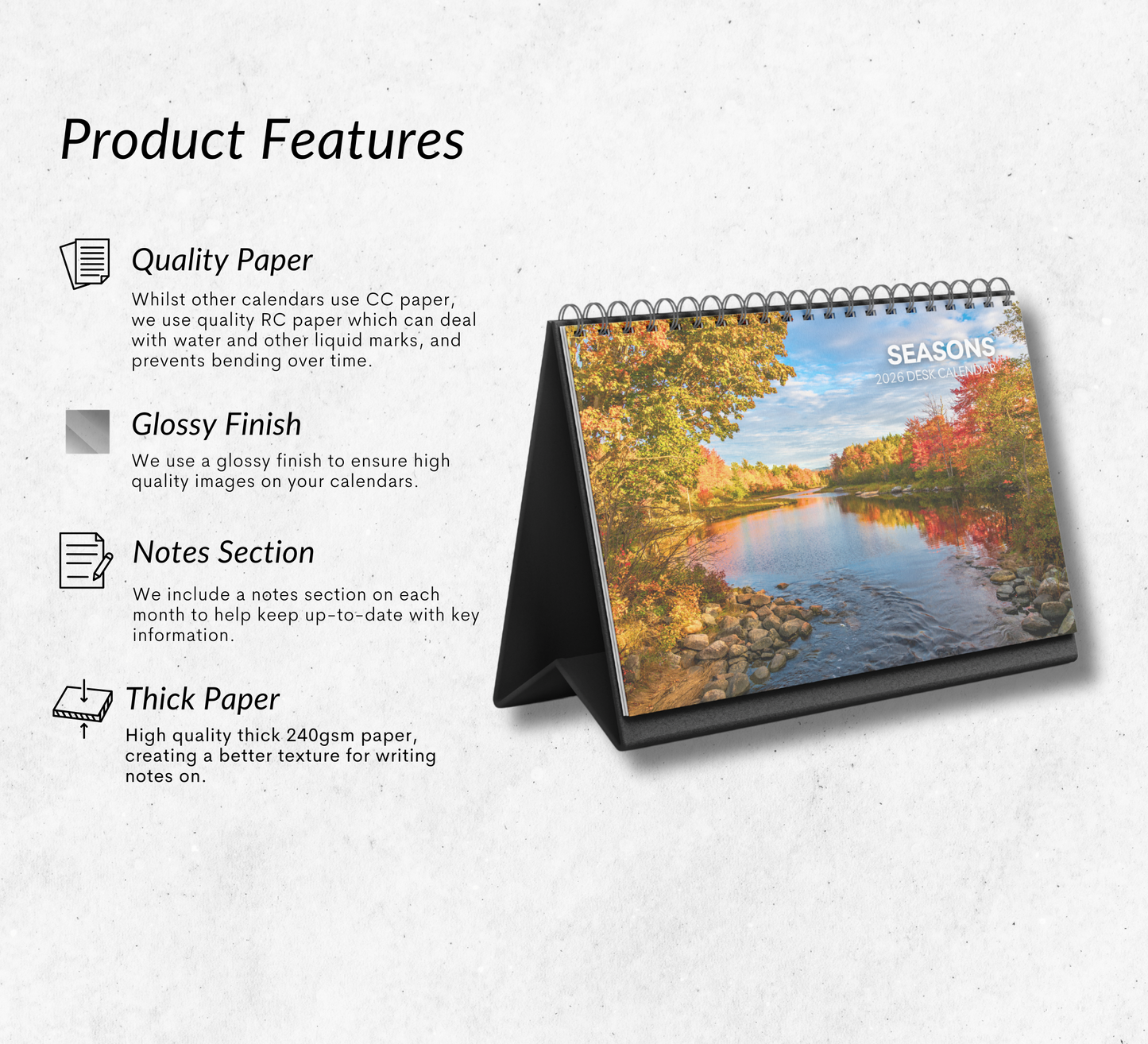 Seasons Desk Calendar 2026-2027