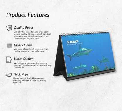 Shark Desk Calendar 2027-2028