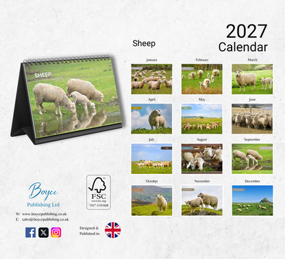 Sheep Desk Calendar 2027-2028