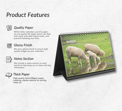 Sheep Desk Calendar 2027-2028