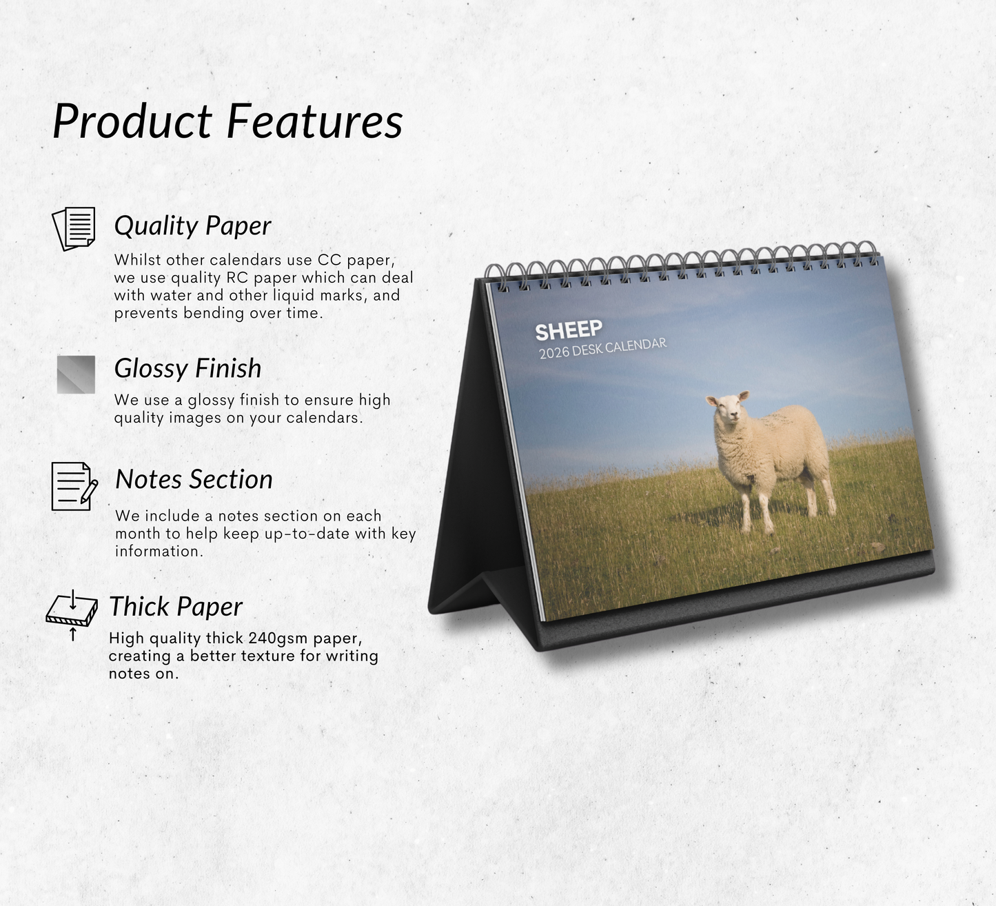 Sheep Desk Calendar 2026-2027