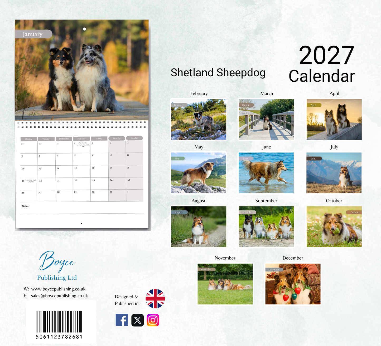 Shetland Sheepdog Calendar 2027