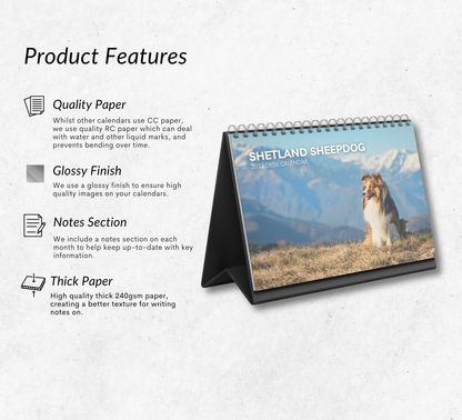 Shetland Sheepdog Desk Calendar 2027-2028