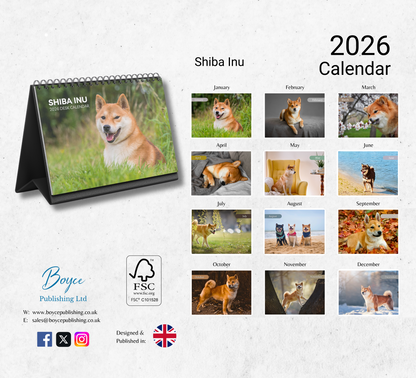 Shiba Inu Desk Calendar 2026-2027