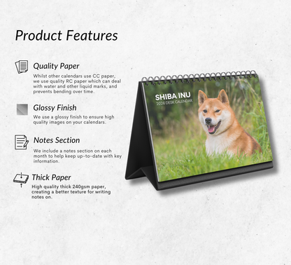Shiba Inu Desk Calendar 2026-2027